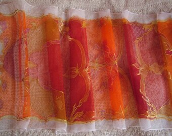 orange and coral  100% chiffon silk scarf 45x150 cm (17,71x59")