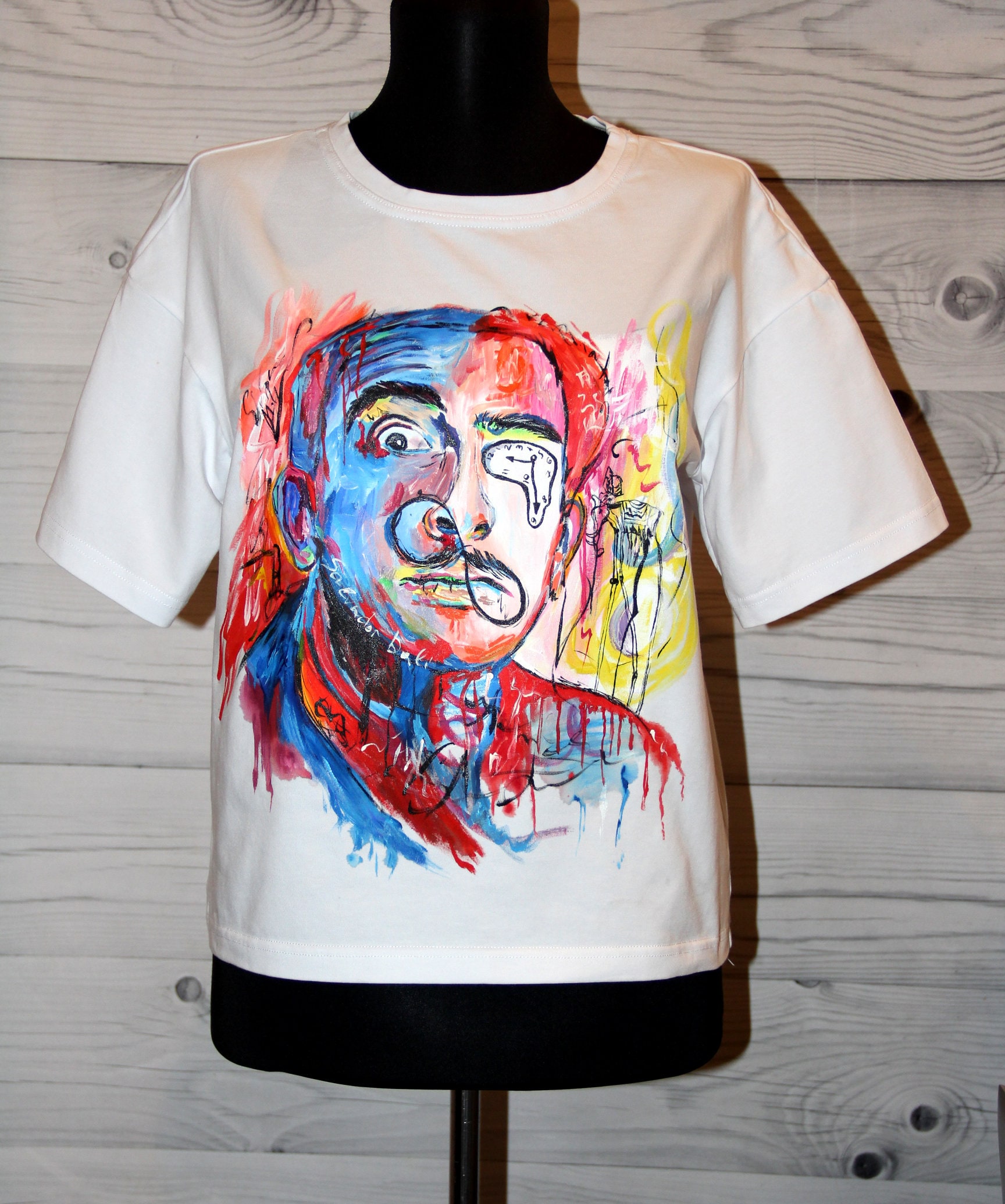 T-shirt Salvador Dali handpainted hand made Custom T-shirt Art | Etsy