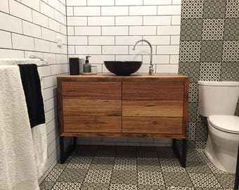 Black Vintage Edwardian Style Double Bathroom Vanity Unit
