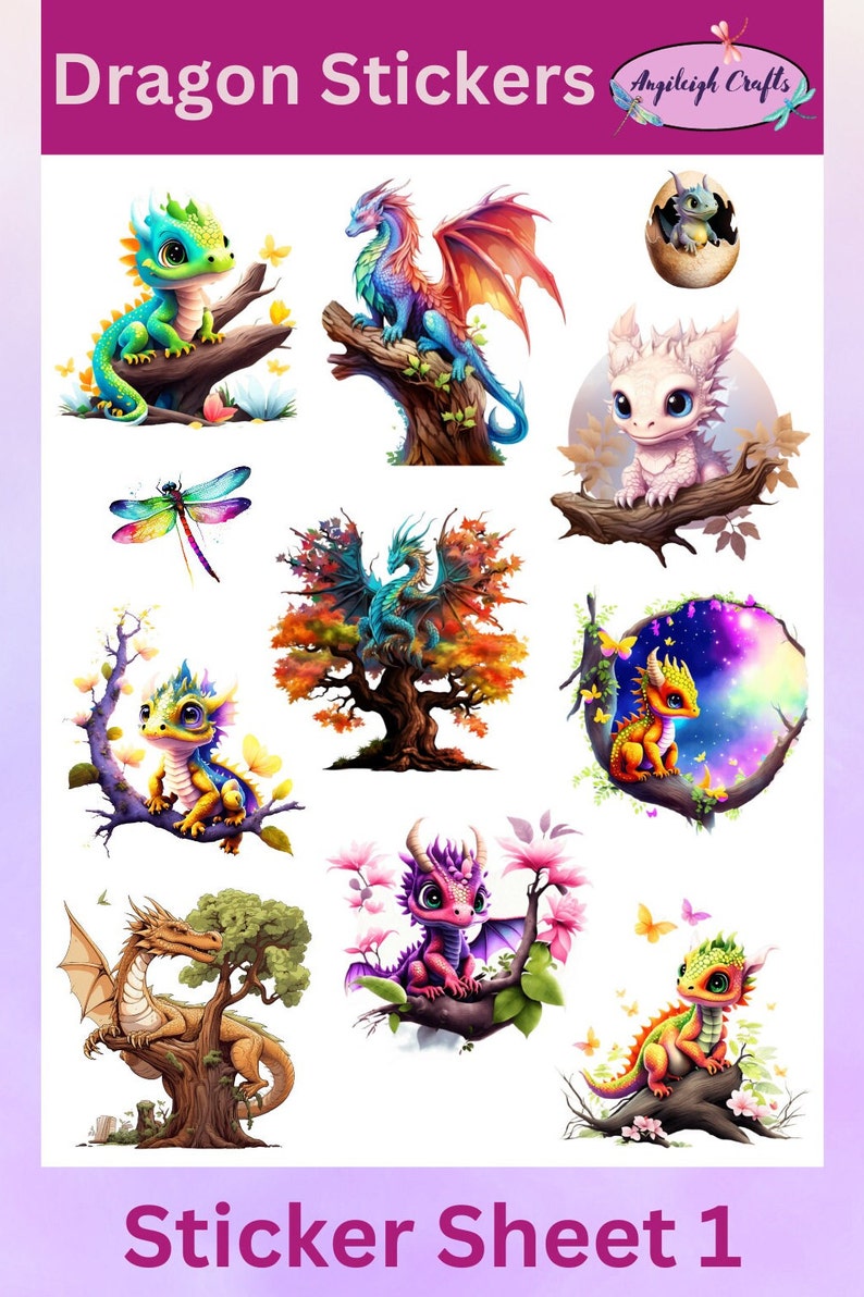 Dragon Sticker Roll Fun and Colorful Dragon Stickers That Can Be Used for Scrapbooking ...
