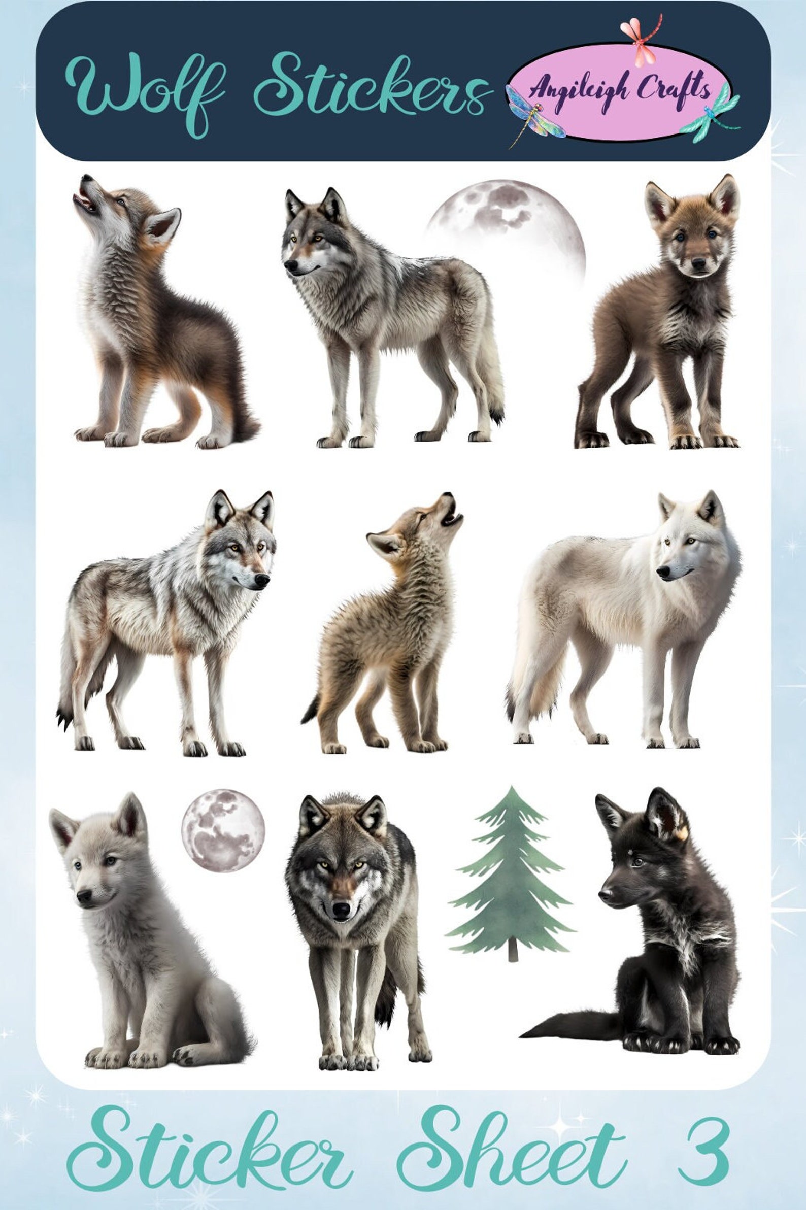 Wolves Sticker Template Wolf Stickers That Can Be Used for Scrapbooking, Crafting, Junk ...
