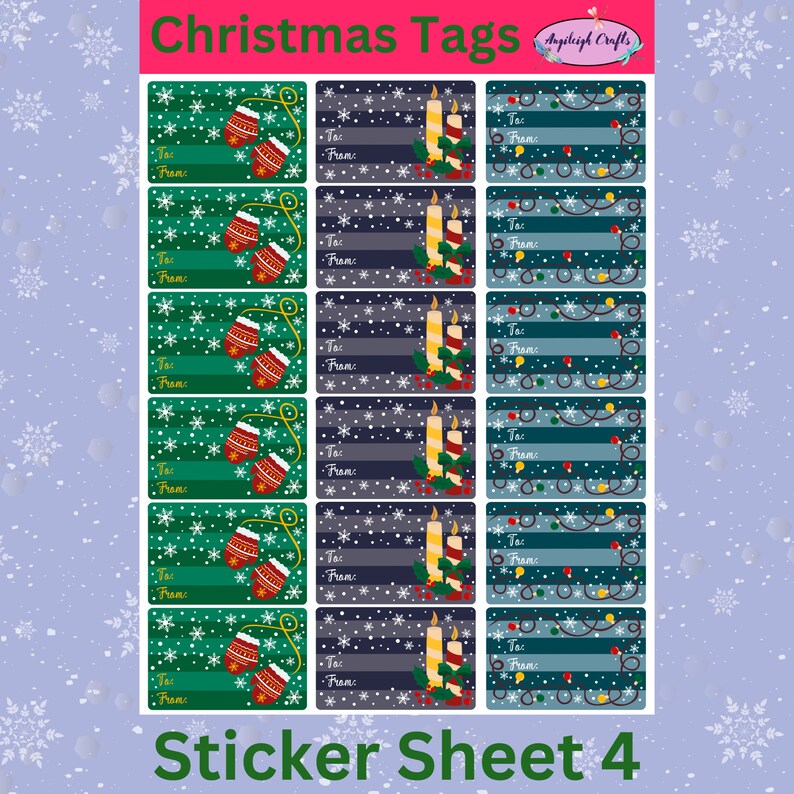 Christmas Gift Tag Stickers, to and From Stickers, Holiday Gift Tag