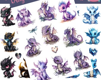 Stickers dragons amusants et colorés qui peuvent être utilisés pour le scrapbooking, le bricolage, les journaux indésirables, les agendas, les décalcomanies et bien d'autres choses encore.