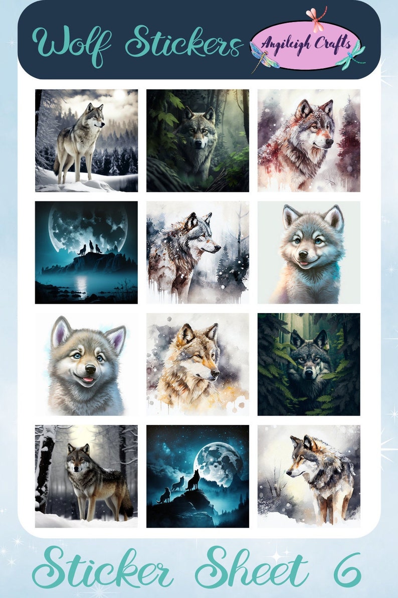 Wolves Sticker Template Wolf Stickers That Can Be Used for Scrapbooking, Crafting, Junk ...