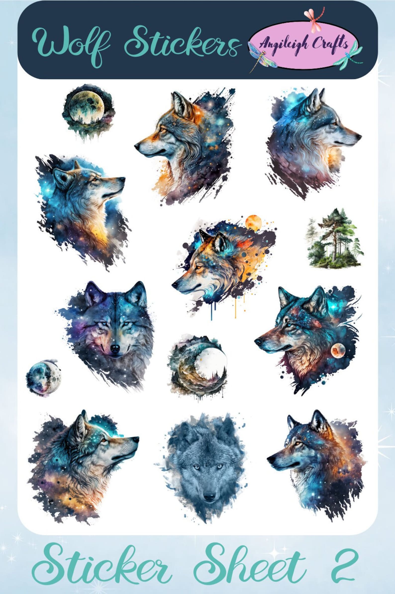 Wolves Sticker Template Wolf Stickers That Can Be Used for Scrapbooking, Crafting, Junk ...