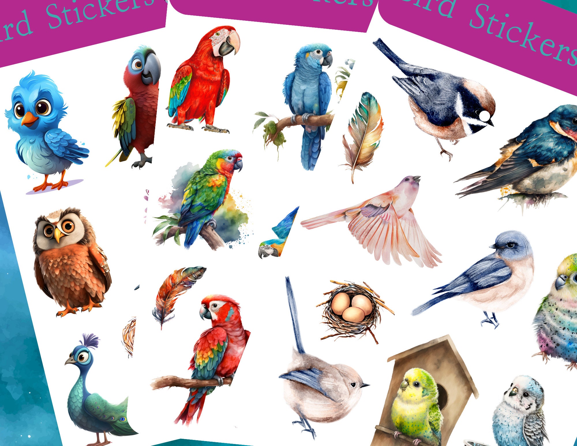 3D Bird Foam Stickers for Kids Crafts,Self Adhesive Puffy Tropical Bird  Stickers for Scrapbook,Party Favors,Laptops,Including Hummingbird Parrot  Owl