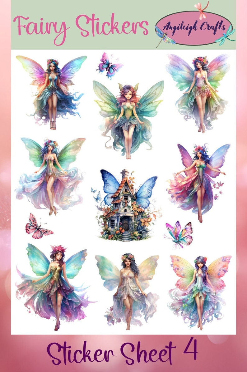 Colorful and Unique Fairy Stickers That Can Be Used for Scrapbooking ...