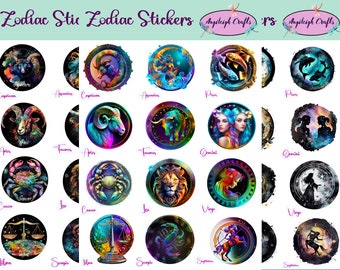 Zodiac, Astrology, & Horoscope Stickers that can be used for scrapbooking, crafting, junk journals, planners, and so much more.