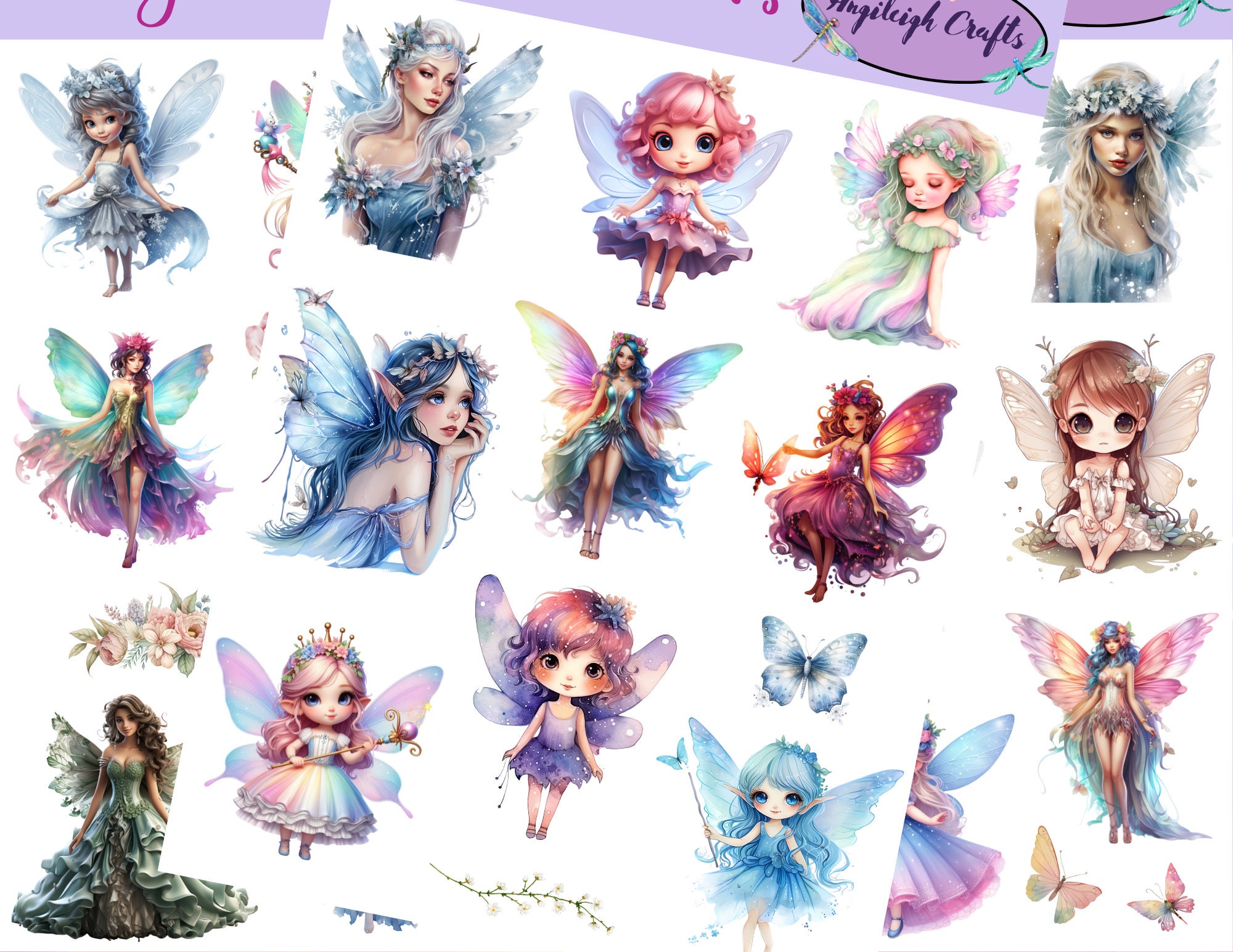 Colorful and Unique Fairy Stickers That Can Be Used for Scrapbooking ...