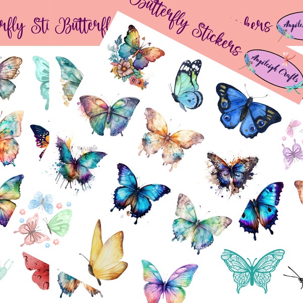 Beautiful Butterfly Stickers that can be used for scrapbooking, crafting, junk journals, daily planners, decals, and so many more things.