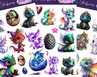 Stickers dragons mignons, Décalcomanies en vinyle imperméables, Scrapbooking, Agendas, Loisirs créatifs, Carnets