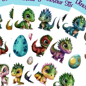 Stickers dinosaures qui peuvent être utilisés pour le scrapbooking, le bricolage, les journaux indésirables, les agendas, les décalcomanies et bien d'autres choses encore.