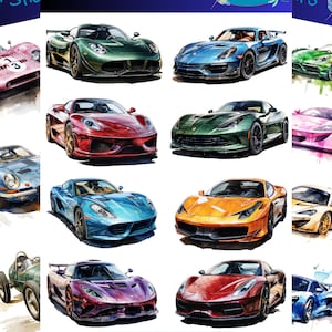 Raceautostickers die kunnen worden gebruikt voor scrapbooking, knutselen, junk journals, planners, emblemen en nog veel meer.
