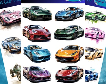 Adesivi per auto da corsa che possono essere utilizzati per scrapbooking, artigianato, diari spazzatura, pianificatori, decalcomanie e tante altre cose.