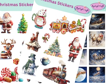 Christmas Stickers that can be used for scrapbooking, crafting, junk journals, planners, decals, decorating presents & so many more things.