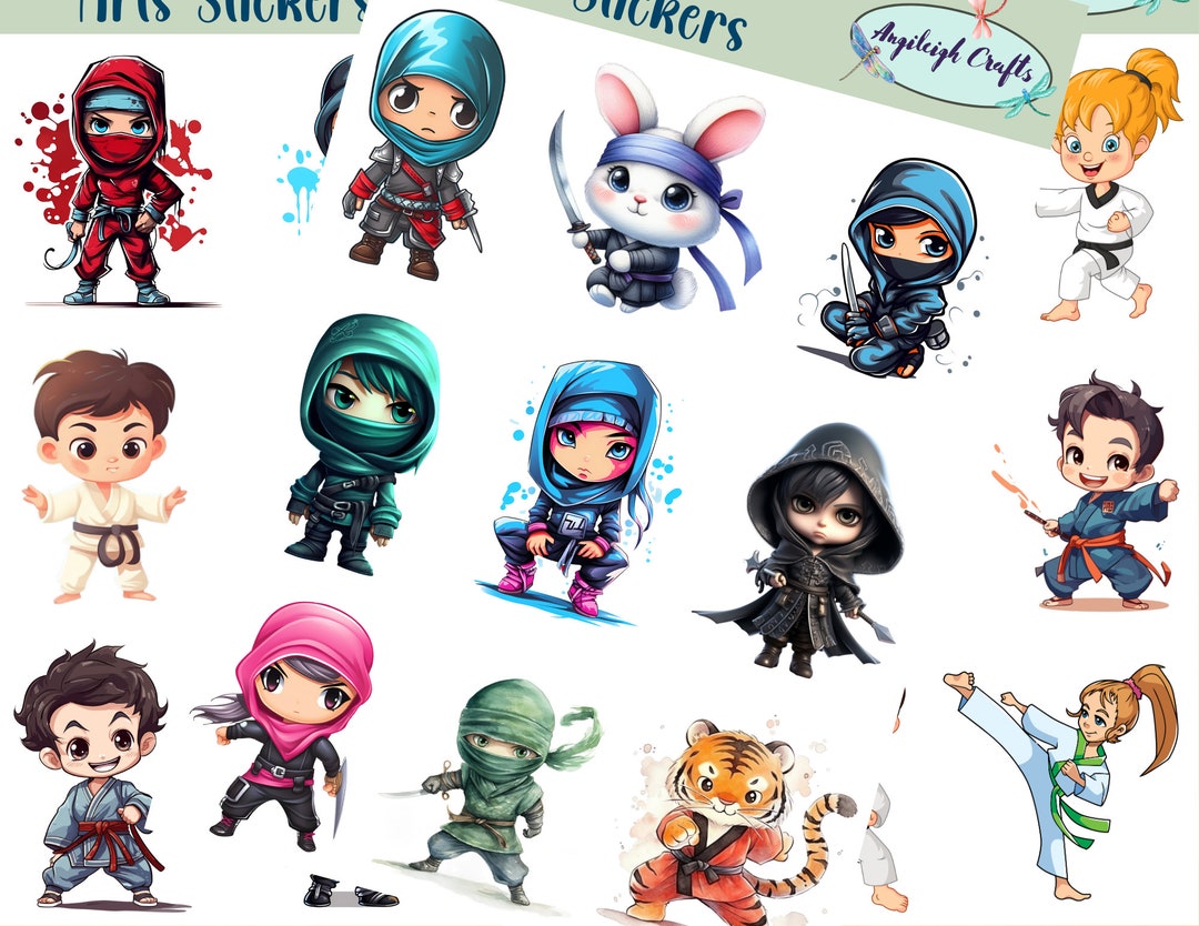 Martial Arts Stickers That Can Be Used for Scrapbooking, Crafting, Junk ...