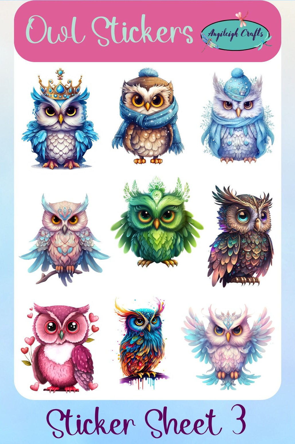Unique and Colorful Owl Stickers That Can Be Used for Scrapbooking ...