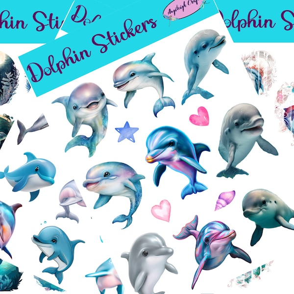 Adorable Dolphin Stickers that can be used for scrapbooking, crafting, junk journals, planners, decals, and so many more things.