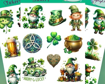 St. Patrick&#39;s Day Stickers that can be used for scrapbooking, crafting, junk journals, planners & so many more things.