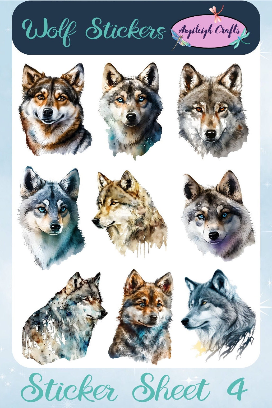 Wolves Sticker Template Wolf Stickers That Can Be Used for Scrapbooking, Crafting, Junk ...