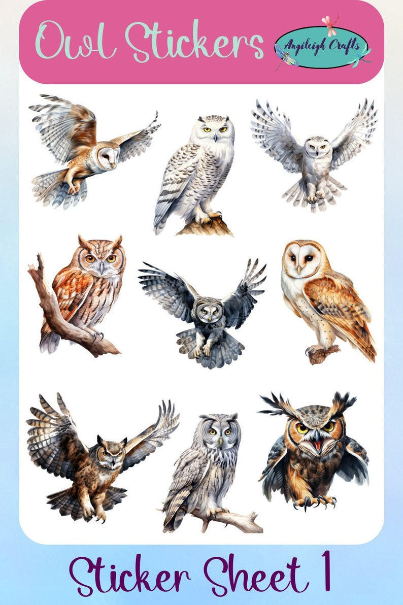 Unique and Colorful Owl Stickers That Can Be Used for Scrapbooking ...