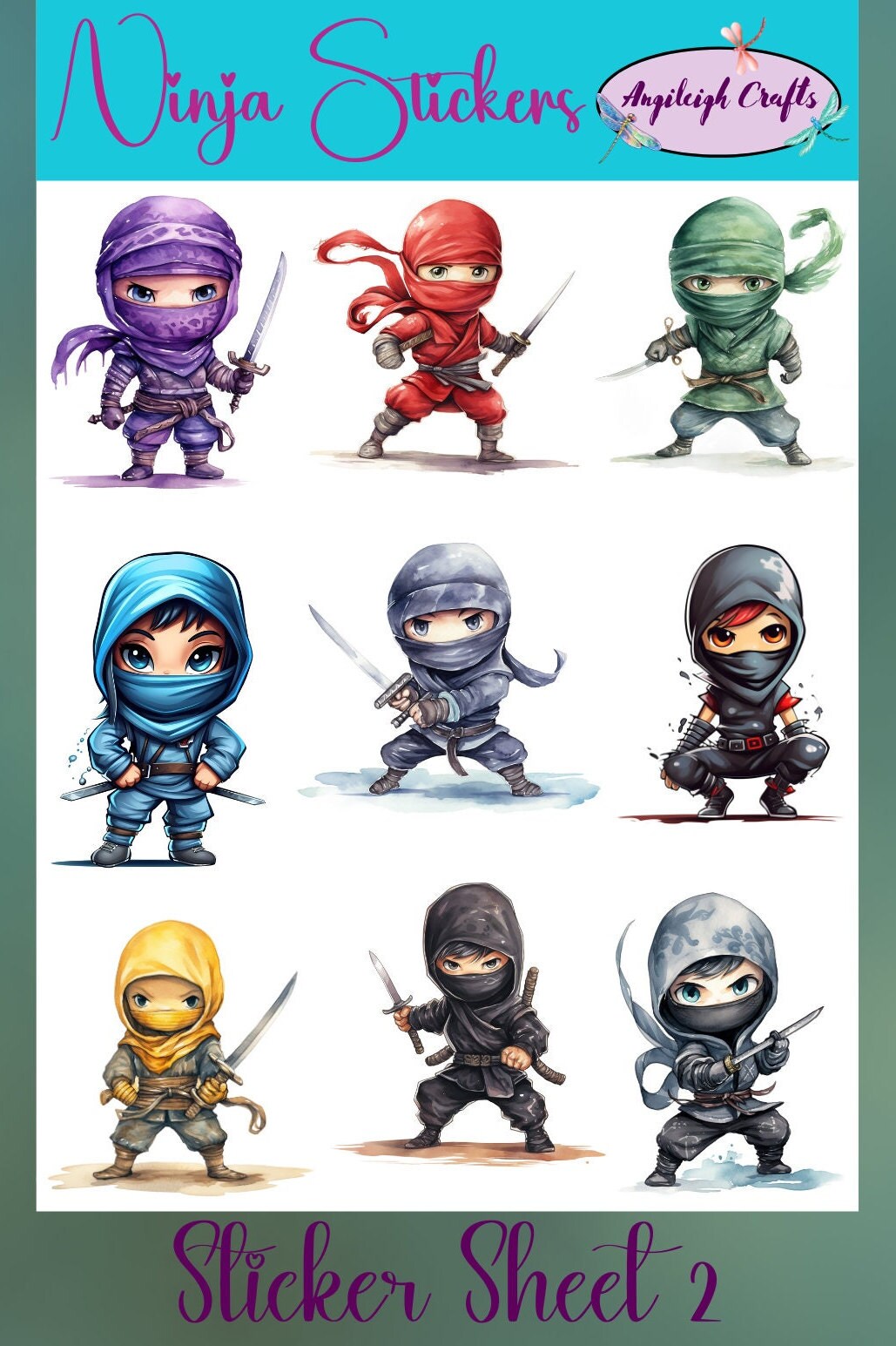 Sticker Ninja Stickers Ninja Martial Arts Stickers That Can Be Used for Scrapbooking, Crafting ...