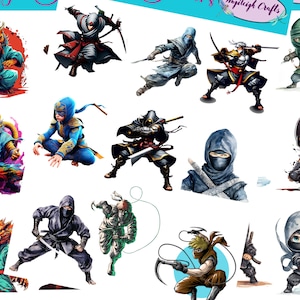 Ninja Martial Arts-stickers die kunnen worden gebruikt voor scrapbooking, knutselen, junkjournals, planners, stickers en nog veel meer.
