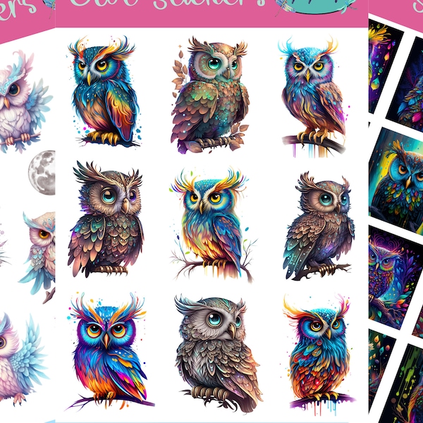 Amazing Owl Stickers that can be used for scrapbooking, crafting, junk journals, daily planners, decals, and so many more things.