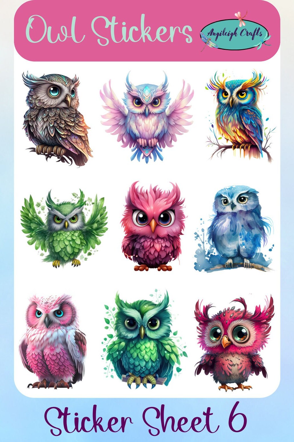 Unique and Colorful Owl Stickers That Can Be Used for Scrapbooking ...