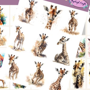 Giraffen-Aufkleber, die für Scrapbooking, Basteln, Junk Journals, Planer, Abziehbilder und viele andere Dinge verwendet werden können.