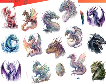 Dragon Stickers that can be used for scrapbooking, crafting, junk journals, planners, decals, and so many more things.