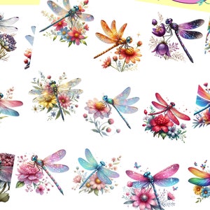 De beaux autocollants libellule qui peuvent être utilisés pour le scrapbooking, le bricolage, les journaux indésirables, les agendas, les décalcomanies et bien d'autres choses encore.