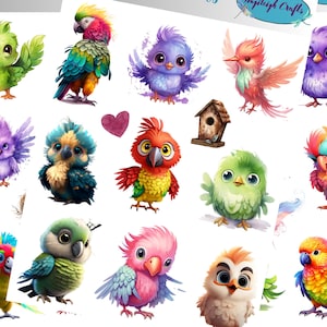Pegatinas de pájaros divertidas, coloridas y únicas que se pueden usar para hacer álbumes de recortes, manualidades, diarios basura, planificadores, calcomanías y muchas cosas más.