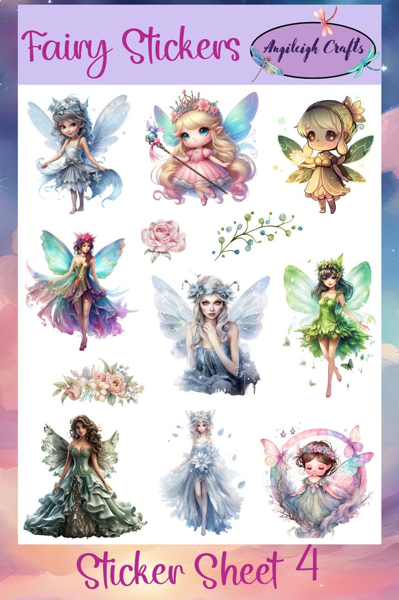 Colorful and Unique Fairy Stickers That Can Be Used for Scrapbooking ...