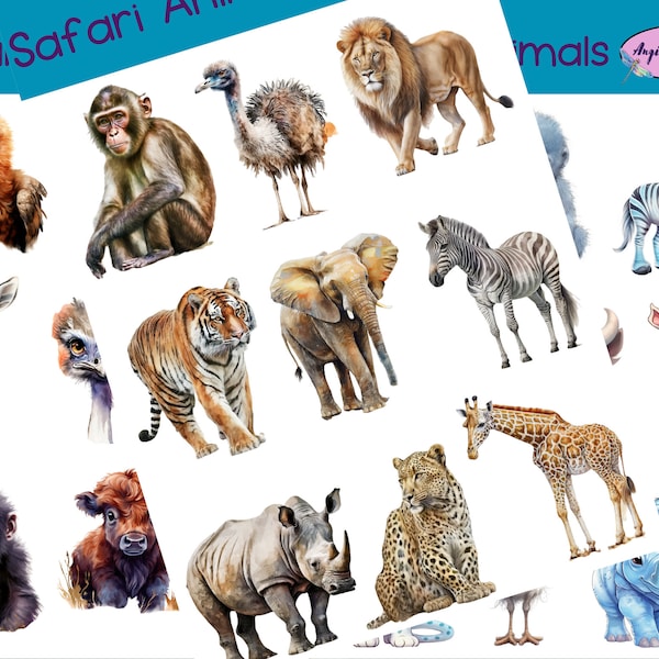 Safari Animal Stickers that can be used for scrapbooking, crafting, junk journals, planners, decals, and so many more things.