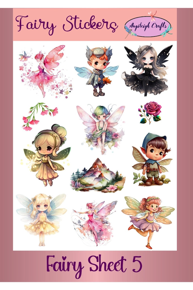 Fairy Stickers, Waterproof Vinyl Decals, Scrapbooking, Planners ...