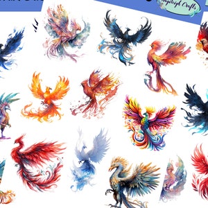 Colorful Phoenix Stickers that can be used for scrapbooking, crafting, junk journals, planners, decals, and so many more things.