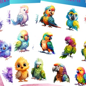 Bunte & einzigartige Vogel-Aufkleber, die für Scrapbooking, Basteln, Junk Journals, Planer, Abziehbilder und viele andere Dinge verwendet werden können.