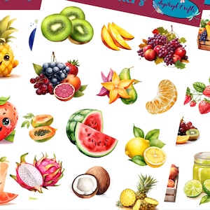 Divertidas y adorables pegatinas de frutas que se pueden usar para álbumes de recortes, manualidades, diarios basura, agendas, calcomanías y muchas cosas más.