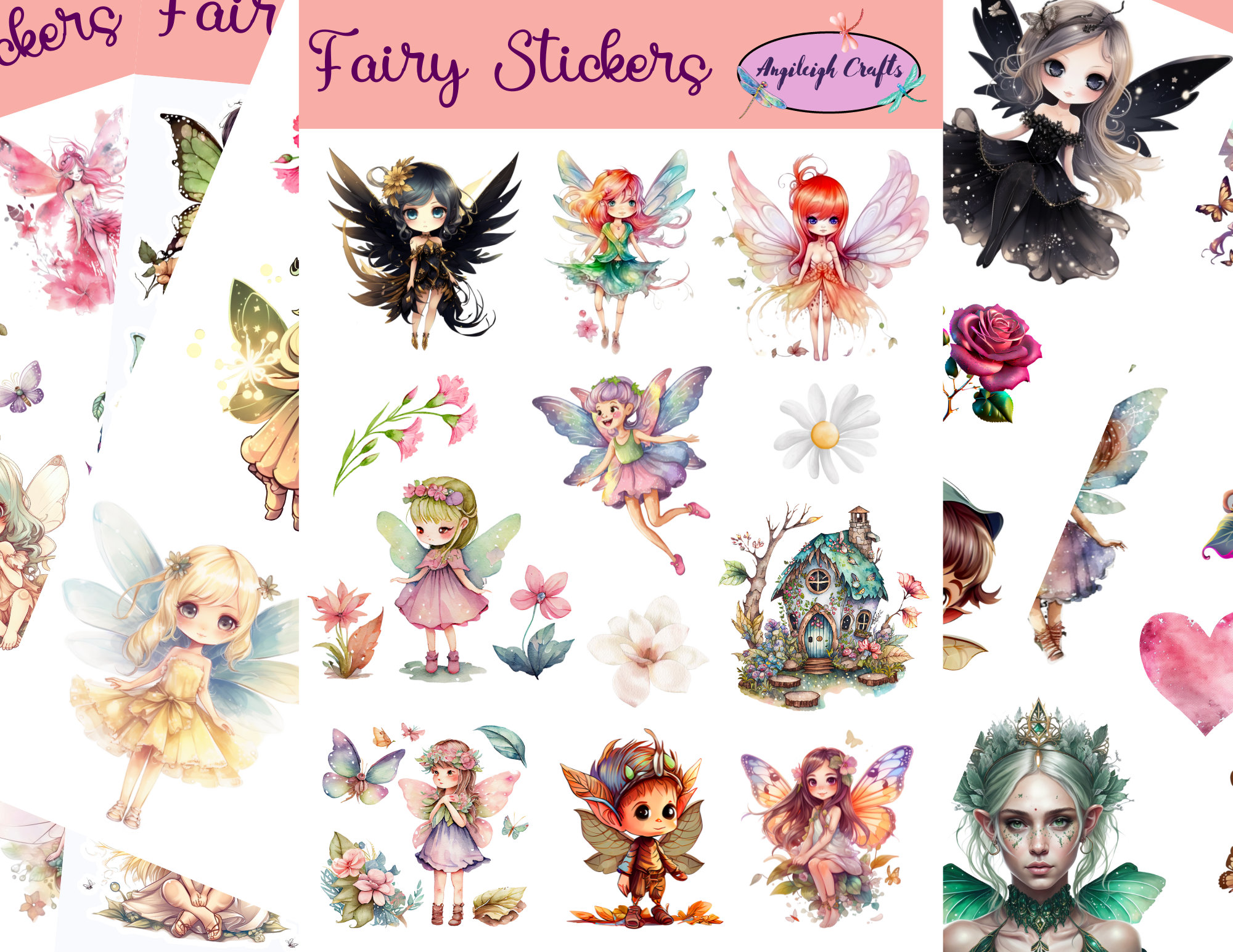 Adorable Fairy Stickers That Can Be Used for Scrapbooking