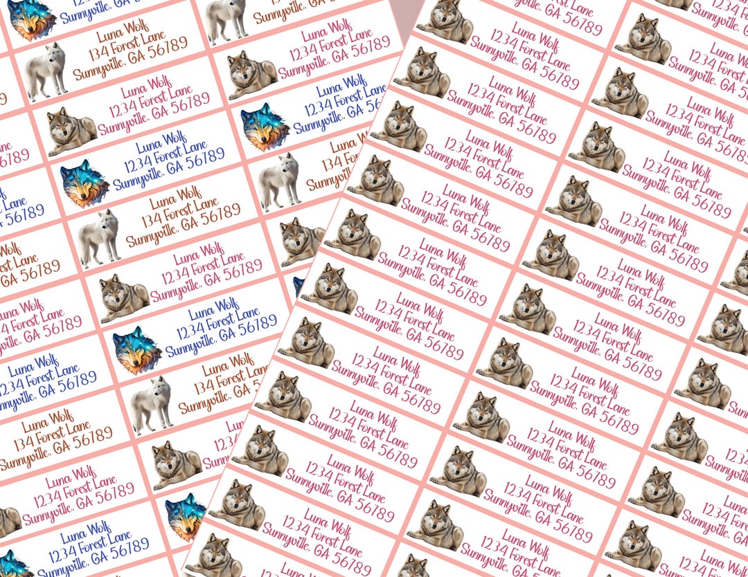 Wolf Address Labels & Matching Stickers to Seal Envelopes. Many Options