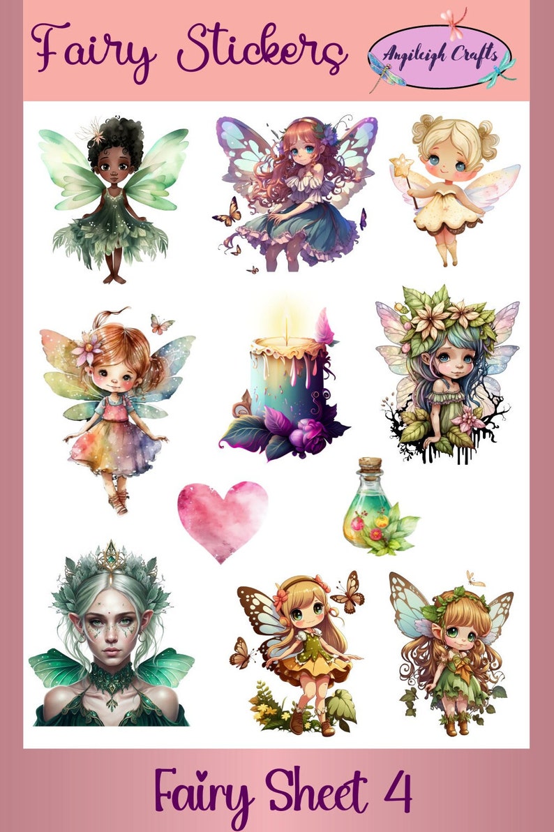 Fairy Stickers, Waterproof Vinyl Decals, Scrapbooking, Planners ...