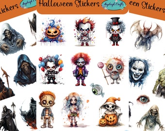 Halloween Stickers that can be used for scrapbooking, crafting, junk journals, planners, decals, and so many more things.