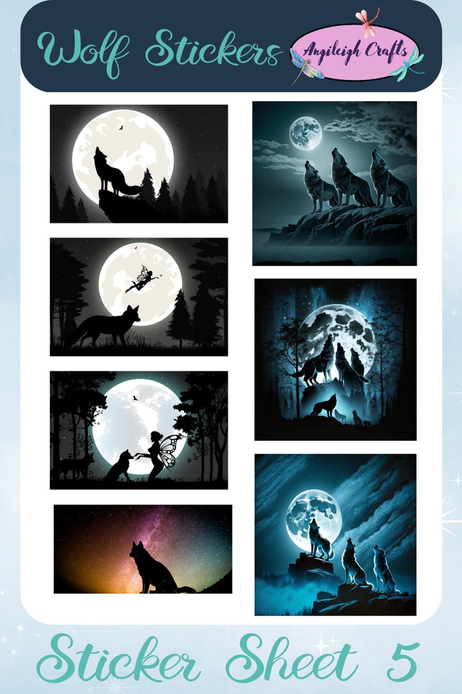 Wolves Sticker Template Wolf Stickers That Can Be Used for Scrapbooking, Crafting, Junk ...