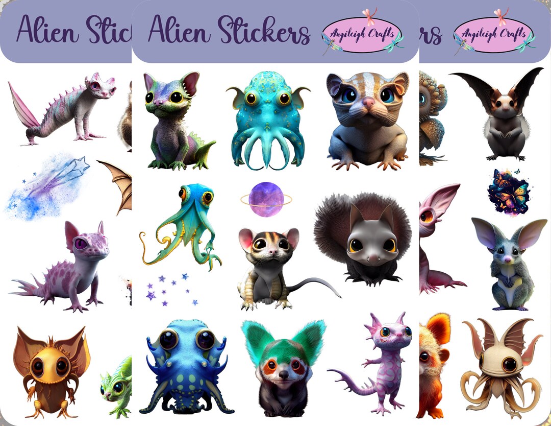 Unique and Adorable Alien Stickers That Can Be Used for Scrapbooking ...