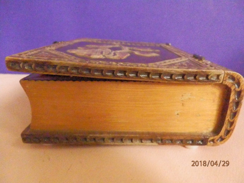 Vintage Hand Carved Toilet Wooden Box Jewelry Box Unique Floral Hand Decorated Box Massive Wooden Box Home Decor Trinket Box With Mirror