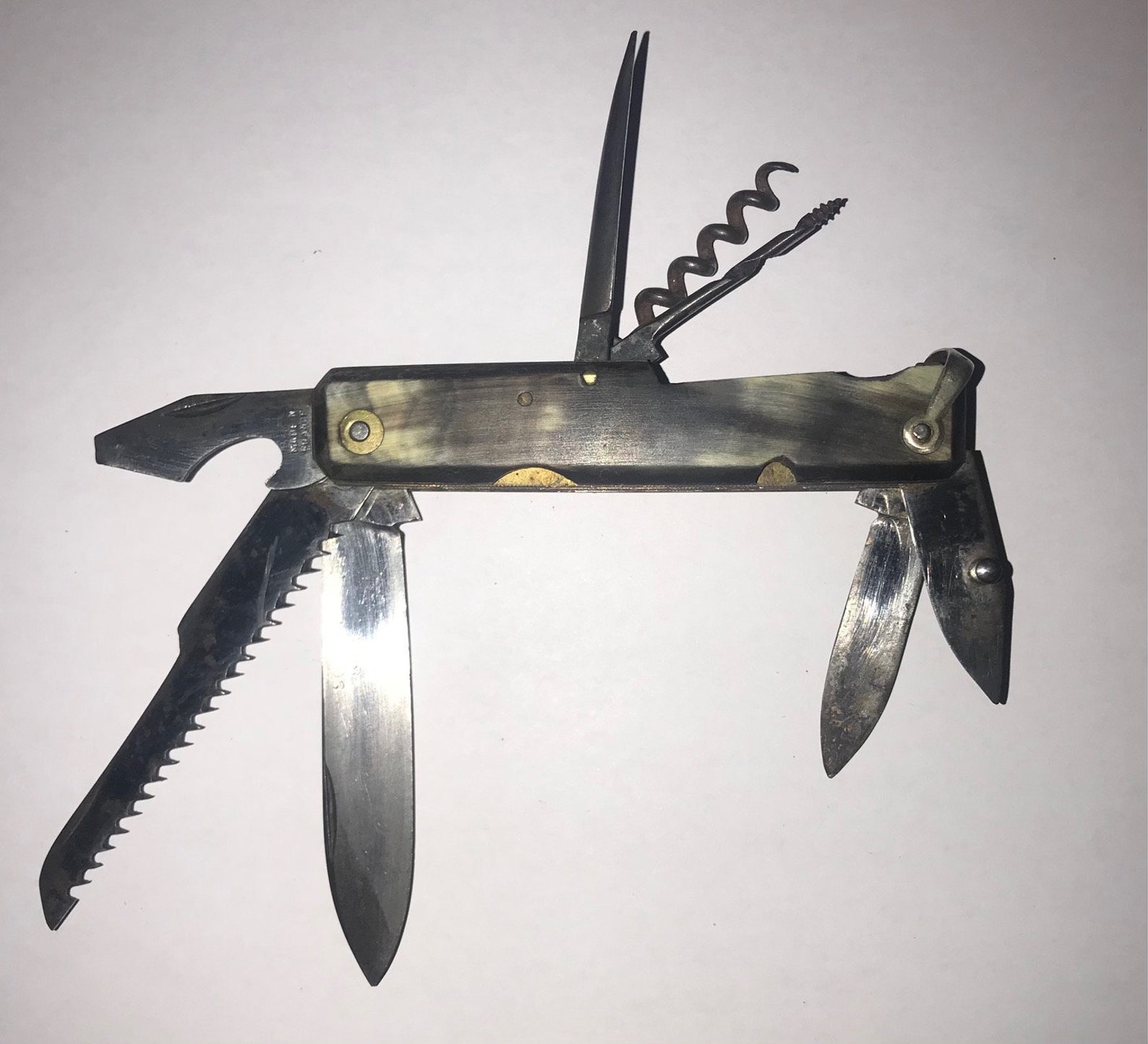 Vintage MULTITOOLED Camping/military Type Penknife With Bone Etsy UK