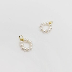 1 Piece Freshwater Pearl Hoop Charms, Potato Pearl Earring Pendants, Earrings Making Pearl Charms and Pendants