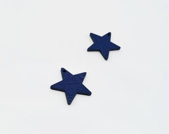 Matt Navy Holzstern Charms: 25 mm Anhänger, Schmuckherstellung Lieferung (10 Stück)