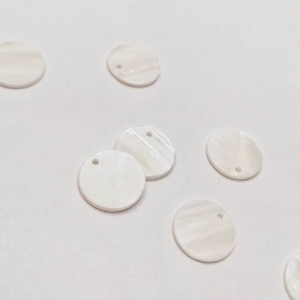 Mother of Pearl Charms: Round Disc Pendants for Earrings (10 Pieces)